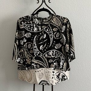 BCBGMaxAzria Black and Cream Floral Blouse